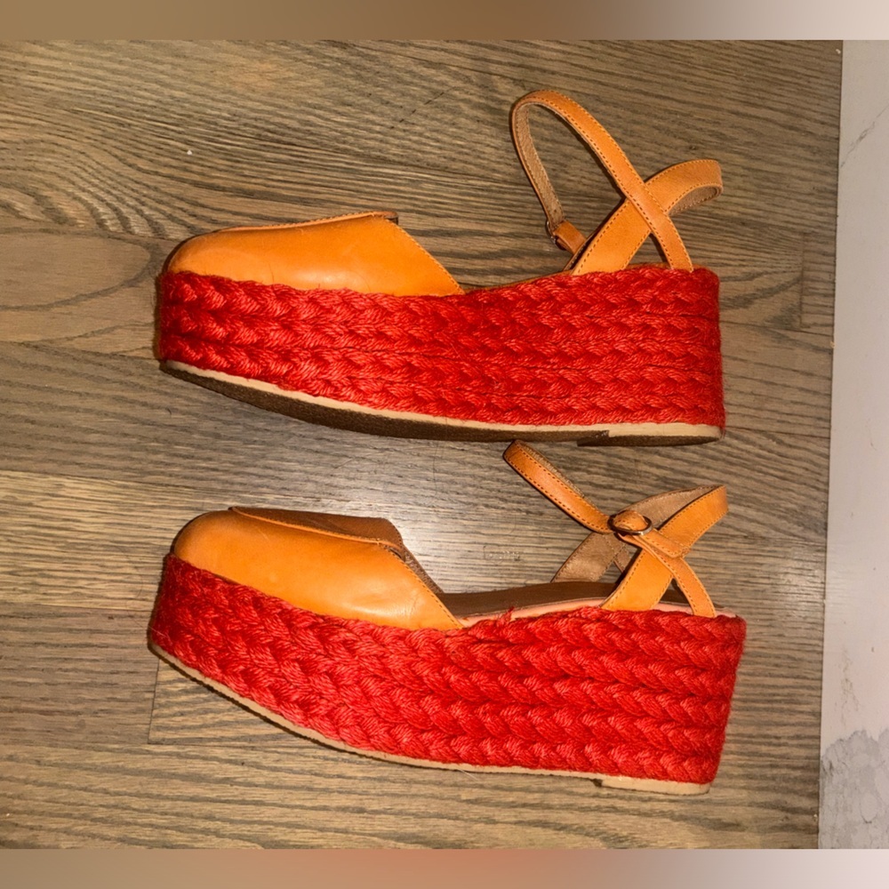 Jeffrey Campbell Orange Espadrille Wedges women’s size 8 - Picture 6 of 8